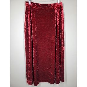 Preston & York Red Crushed Velvet Midi Skirt 12 Goth Whimsigoth Witchy